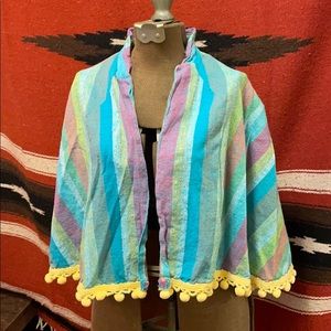 Vintage multicolored Pom Pom cape